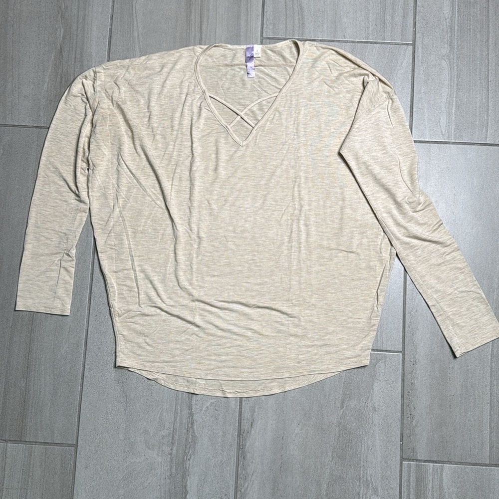 Alya Women Beige Long Sleeve Tank Top with Front Cutout - Casual, Classic Look